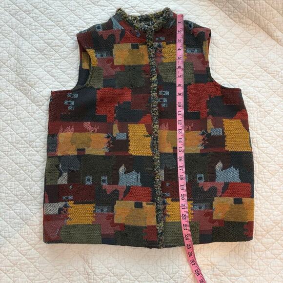 COLDWATER CREEK Vest Patchwork Sz L Eclectic Western Equestrian Folk Artsy Ranch - Picture 6 of 7